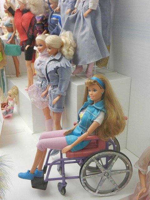 Barbie doll on wheelchair